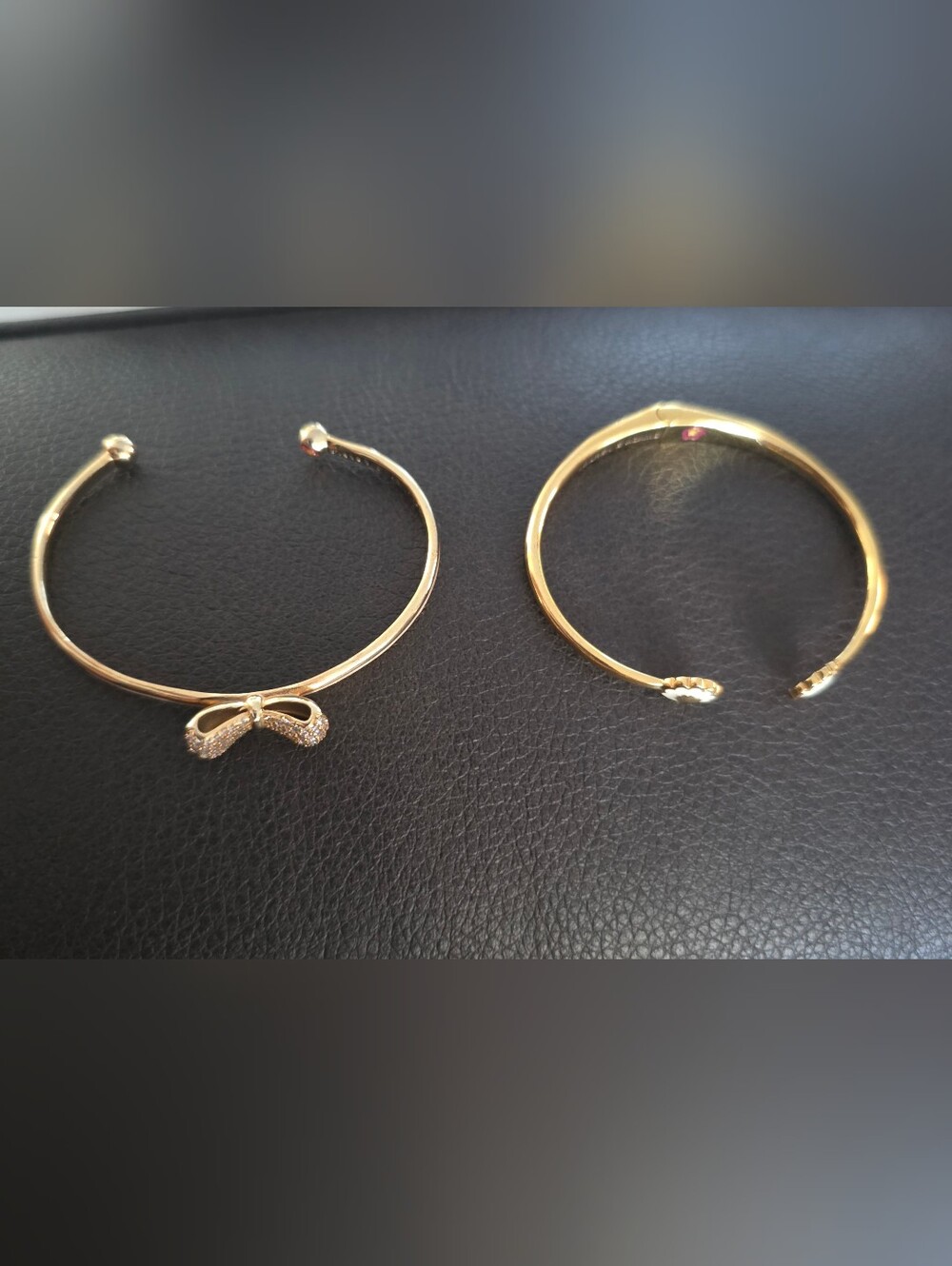 Two Gold Tone Open Cuff Bracelets By Lauren G Adams